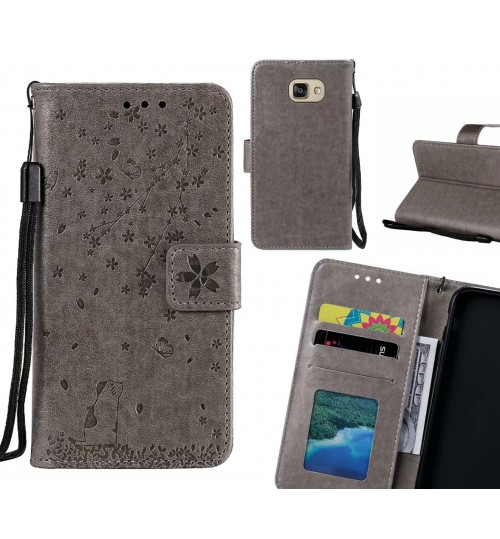 Galaxy A5 2016 Case Embossed Wallet Leather Case - Grey