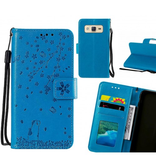 Galaxy J2 Case Embossed Wallet Leather Case - Blue