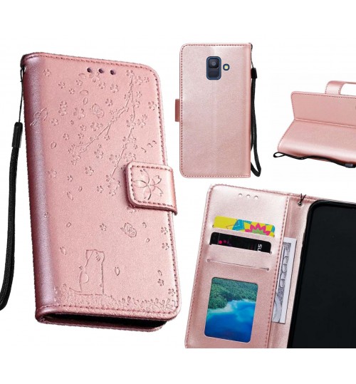 Galaxy A6 2018 Case Embossed Wallet Leather Case - Rose Gold