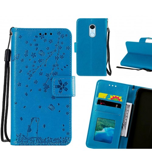 Xiaomi Redmi 5 Plus Case Embossed Wallet Leather Case - Blue