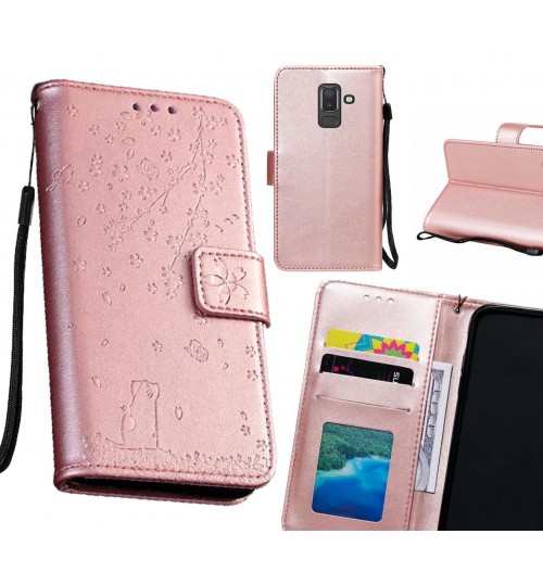 Galaxy J8 Case Embossed Wallet Leather Case - Rose Gold
