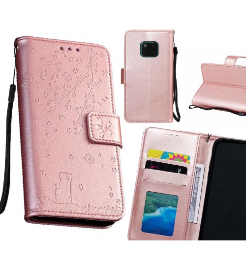 Huawei Mate 20 Pro Case Embossed Wallet Leather Case - Rose Gold