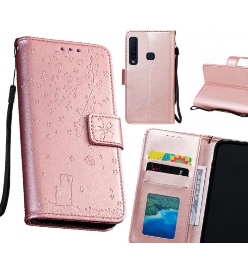 Galaxy A9 2018 Case Embossed Wallet Leather Case - Rose Gold
