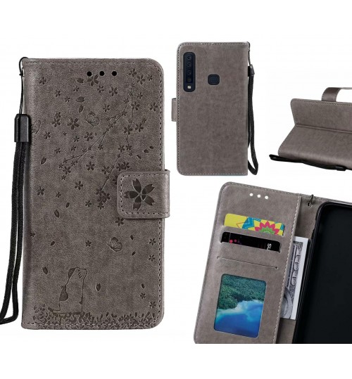Galaxy A9 2018 Case Embossed Wallet Leather Case - Grey