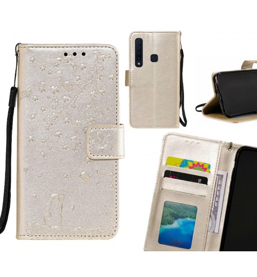 Galaxy A9 2018 Case Embossed Wallet Leather Case - Gold