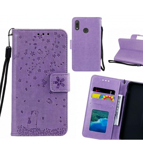 Huawei Y9 2019 Case Embossed Wallet Leather Case - Purple