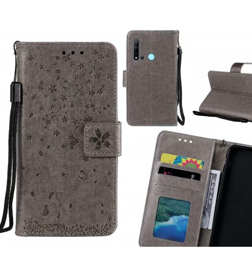 Huawei Nova 5i Case Embossed Wallet Leather Case - Grey