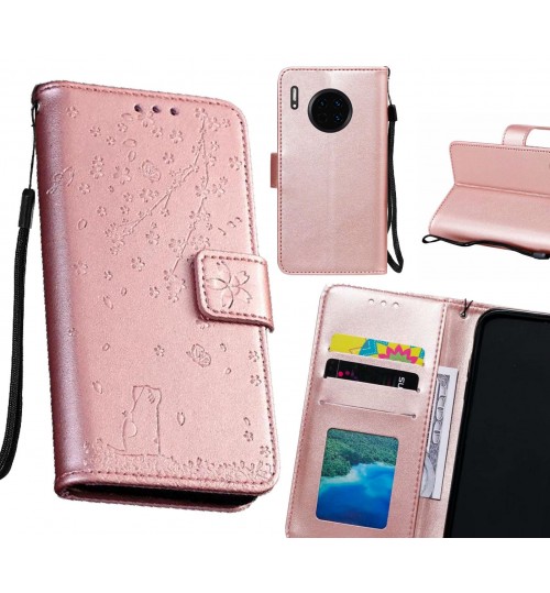 Huawei Mate 30 Case Embossed Wallet Leather Case - Rose Gold