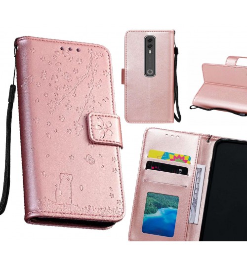 Vodafone V10 Case Embossed Wallet Leather Case - Rose Gold
