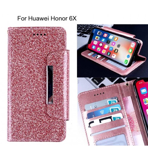 Huawei Honor 6X Case Glitter wallet Case ID wide Magnetic Closure