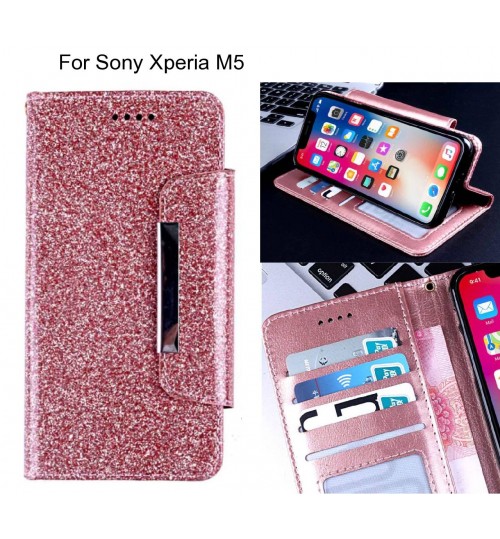 Sony Xperia M5 Case Glitter wallet Case ID wide Magnetic Closure