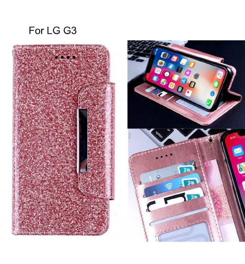 Lg G3 Case Glitter Wallet Case Id Wide Magnetic Closure - Pink