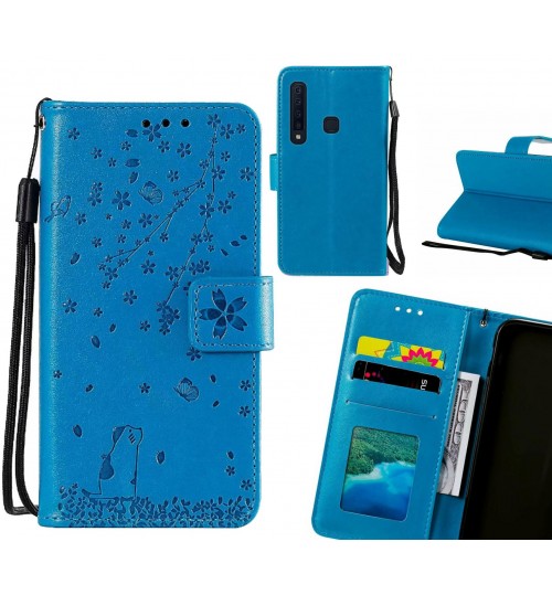 Galaxy A9 2018 Case Embossed Wallet Leather Case - Blue