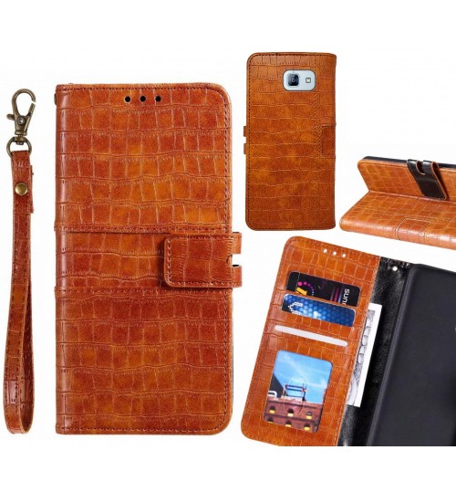 Galaxy A8 2016 Case Croco Wallet Leather Case - Brown