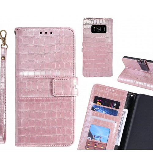 Galaxy S8 Case Croco Wallet Leather Case - Pink