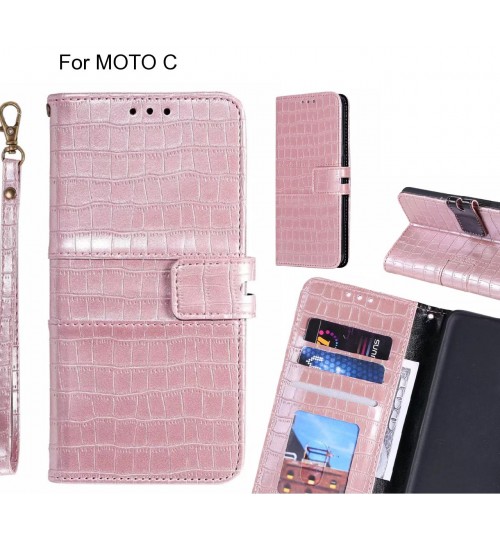 MOTO C case croco wallet Leather case