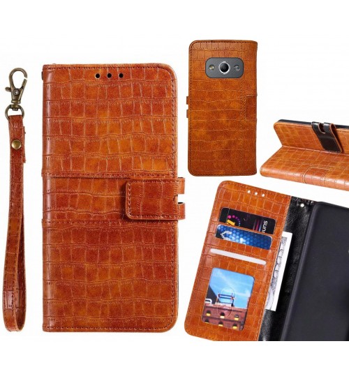 Galaxy Xcover 3 Case Croco Wallet Leather Case - Brown