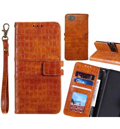 Sony Z5 COMPACT case croco wallet Leather case