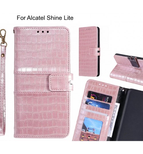 Alcatel Shine Lite Case Croco Wallet Leather Case - Pink