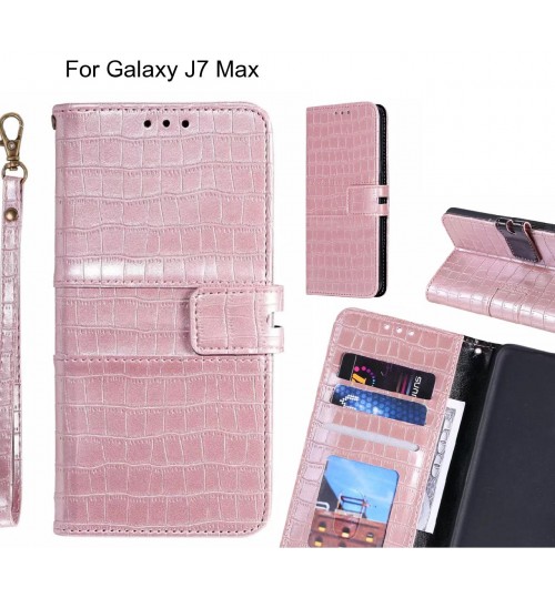 Galaxy J7 Max case croco wallet Leather case