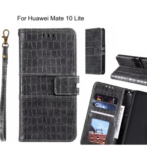 Huawei Mate 10 Lite Case Croco Wallet Leather Case - Grey