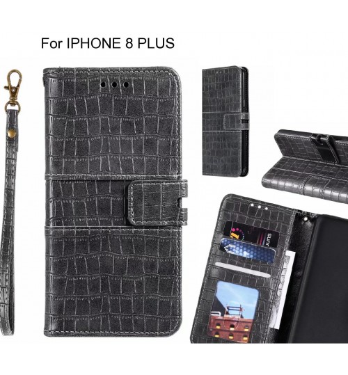 IPHONE 8 PLUS case croco wallet Leather case