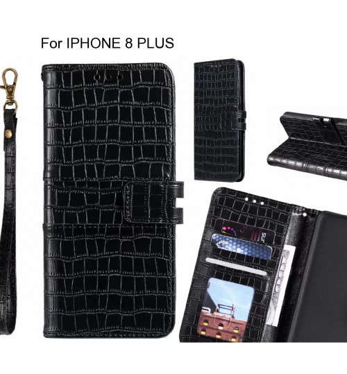IPHONE 8 PLUS case croco wallet Leather case