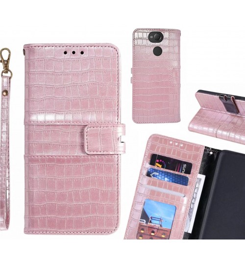 Sony Xperia Xa2 Case Croco Wallet Leather Case - Pink