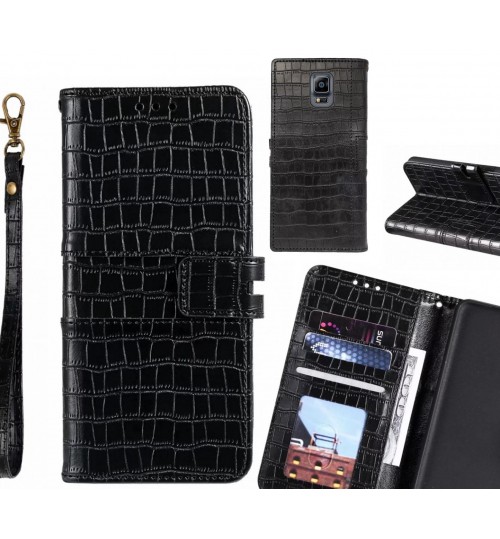 Galaxy Note 4 Case Croco Wallet Leather Case - Black