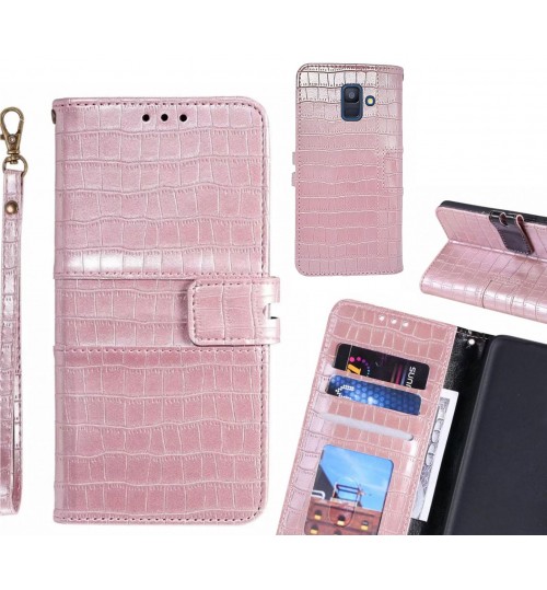 Galaxy A6 2018 Case Croco Wallet Leather Case - Pink