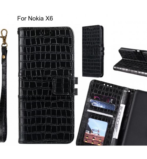 Nokia X6 case croco wallet Leather case