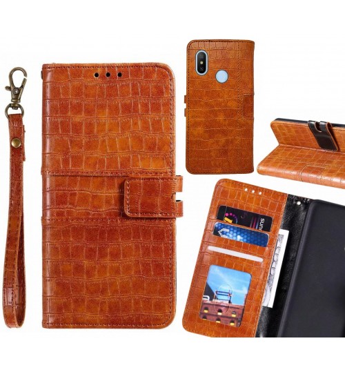 Xiaomi Mi A2 Case Croco Wallet Leather Case - Brown