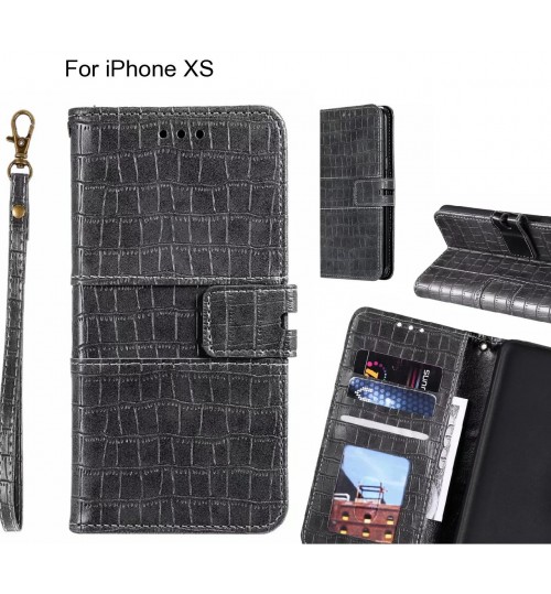 iPhone XS case croco wallet Leather case