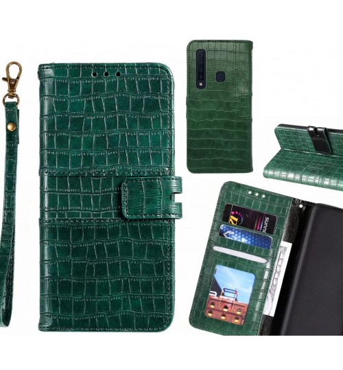 Galaxy A9 2018 Case Croco Wallet Leather Case - Green