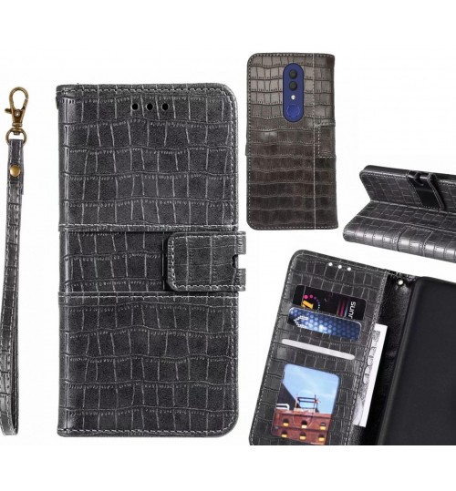 Alcatel 1x Case Croco Wallet Leather Case - Grey