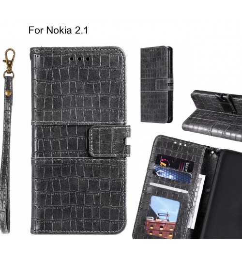 Nokia 2.1 case croco wallet Leather case