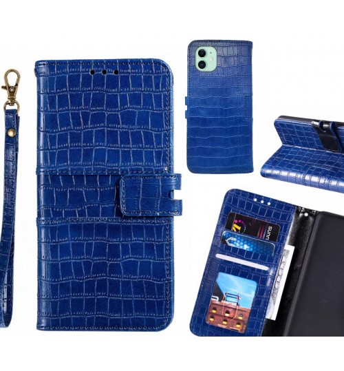Iphone 11 Case Croco Wallet Leather Case - Blue