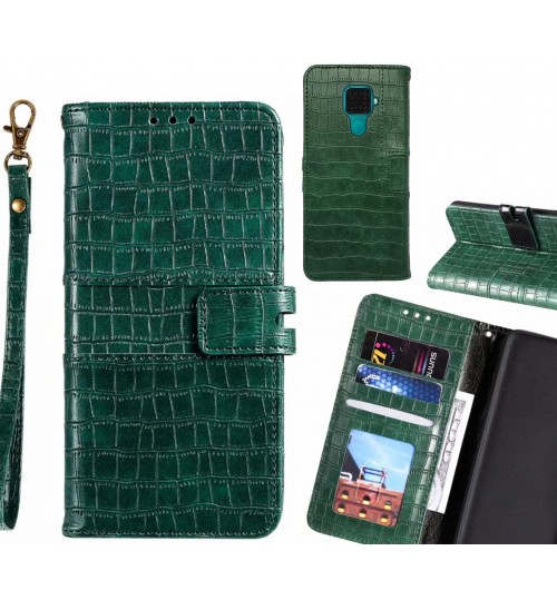 Huawei Nova 5i Pro Case Croco Wallet Leather Case - Green