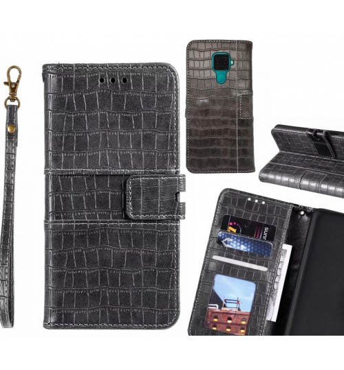 Huawei Nova 5i Pro Case Croco Wallet Leather Case - Grey