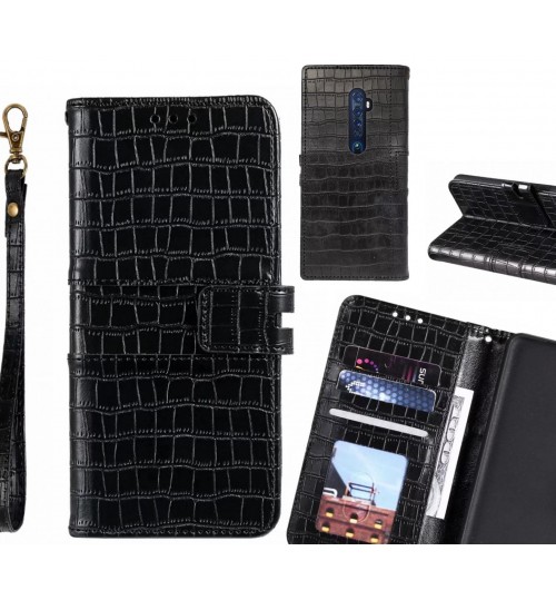 Oppo Reno 2 Case Croco Wallet Leather Case - Black