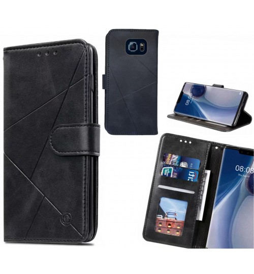 Galaxy S6 Case Fine Leather Wallet Case - Black
