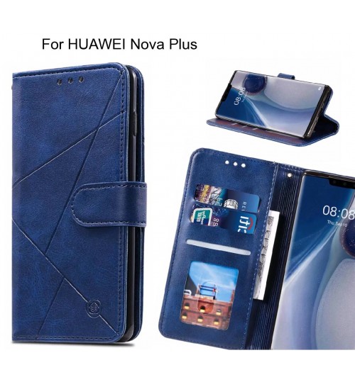 Huawei Nova Plus Case Fine Leather Wallet Case - Blue