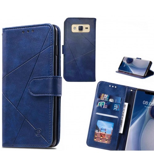 Galaxy J2 Case Fine Leather Wallet Case - Blue