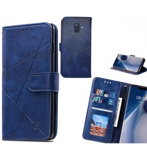 Galaxy A6 2018 Case Fine Leather Wallet Case - Blue