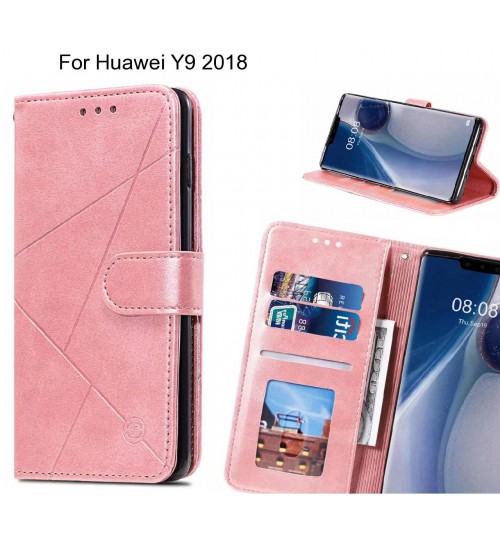 Huawei Y9 2018 Case Fine Leather Wallet Case - Pink