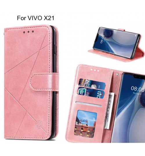 Vivo X21 Case Fine Leather Wallet Case - Pink