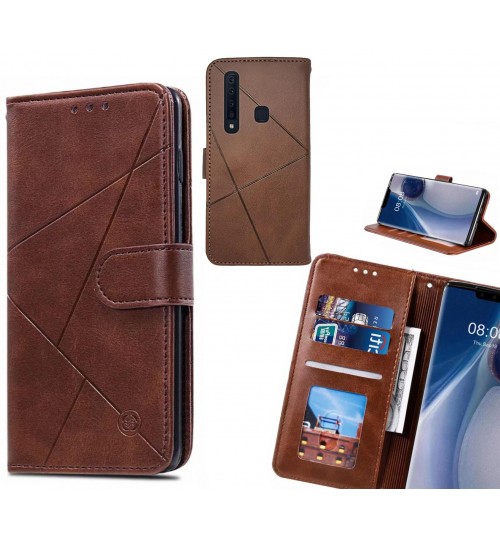Galaxy A9 2018 Case Fine Leather Wallet Case - Brown