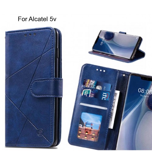 Alcatel 5v Case Fine Leather Wallet Case - Blue