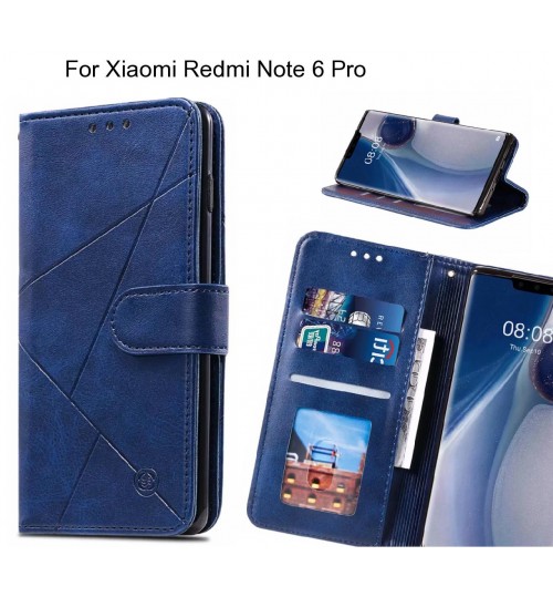 Xiaomi Redmi Note 6 Pro Case Fine Leather Wallet Case - Blue