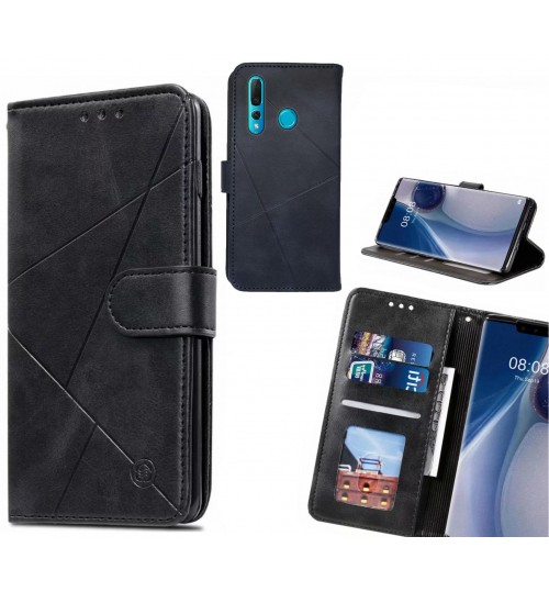 Huawei Nova 4 Case Fine Leather Wallet Case - Black